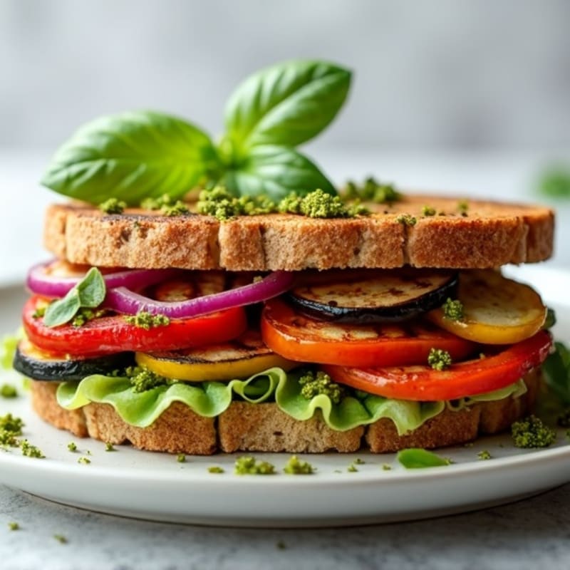 Herb-Marinated Grilled Vegetable Sandwich with Pesto