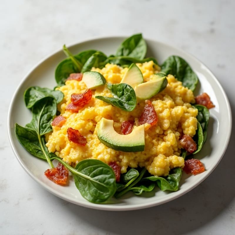 Egg White Scramble with Spinach and Turkey Bacon