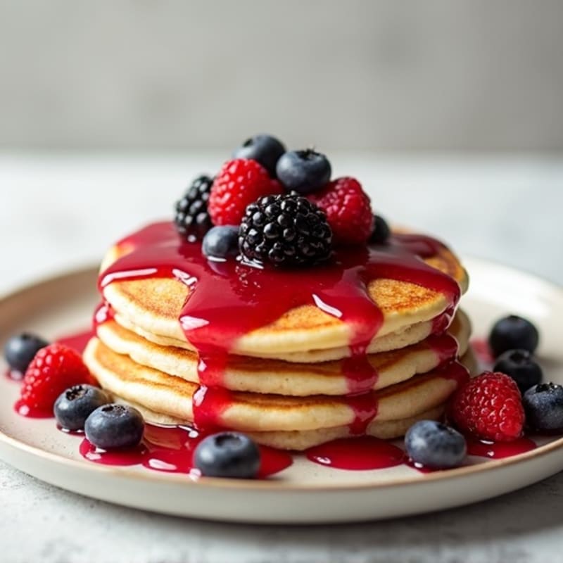 Fluffy Egg White Protein Pancakes with Berry Compote