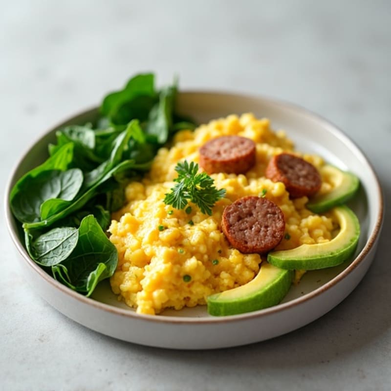 Egg White Scramble with Spinach and Turkey Sausage