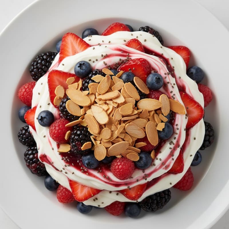 Greek Yogurt Protein Parfait with Mixed Berries