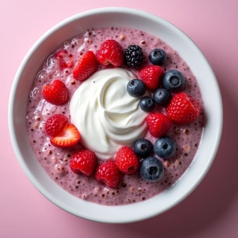 Fresh Berry Chia Pudding with Whipped Coconut Cream
