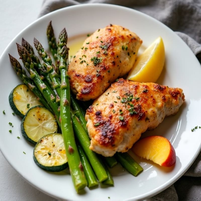 Roasted Chicken Thighs with Asparagus and Zucchini