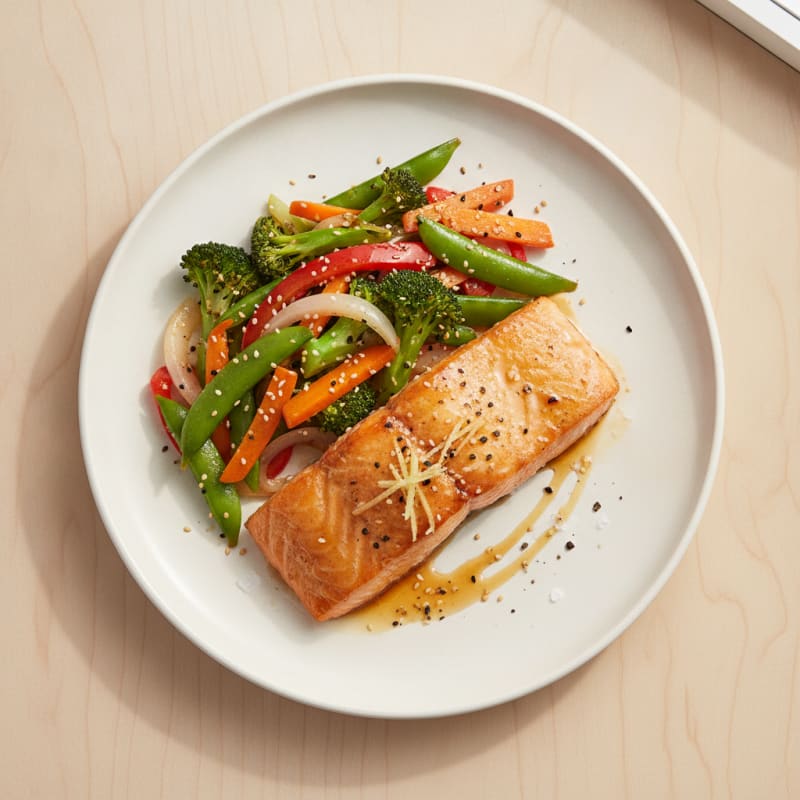Honey-Glazed Salmon with Stir-Fried Vegetables