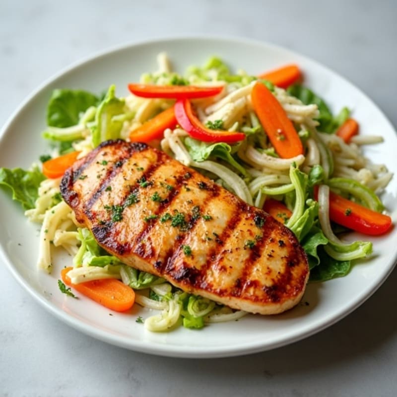 Grilled Chicken Breast with Crunchy Cabbage Slaw