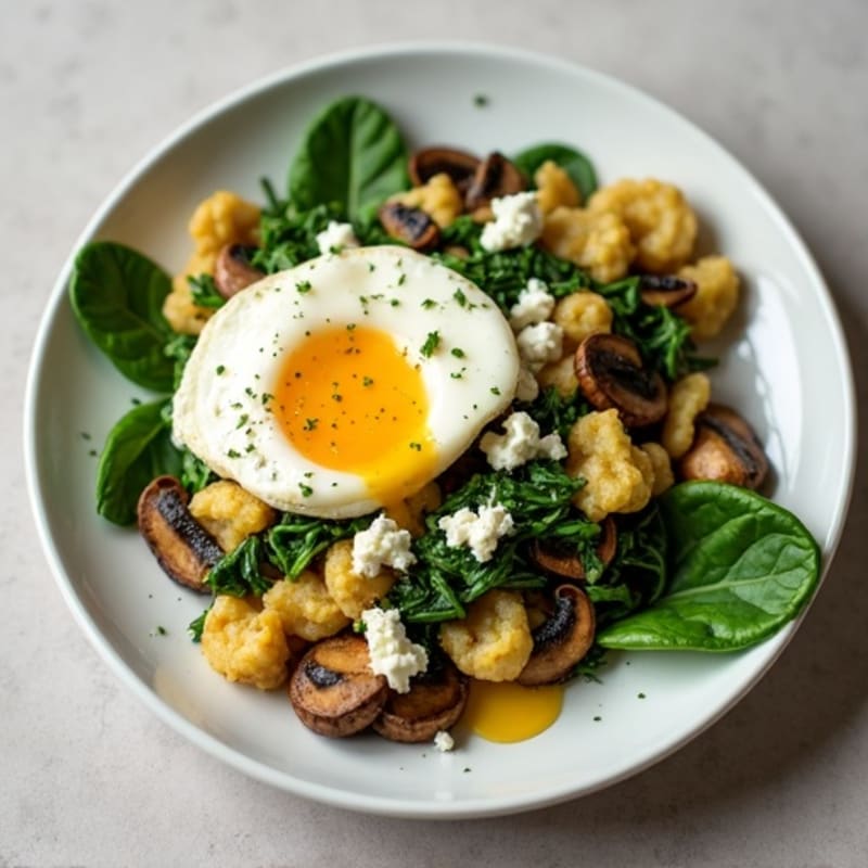 Protein-Packed Spinach and Mushroom Egg White Scramble