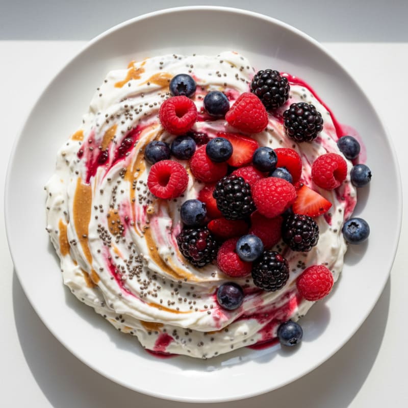 Silky Greek Yogurt Protein Mousse with Mixed Berries