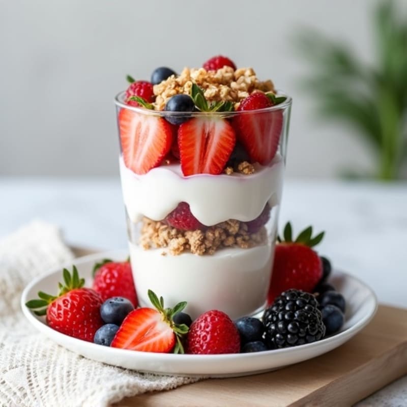 Creamy Greek Yogurt Parfait with Berries and Almonds