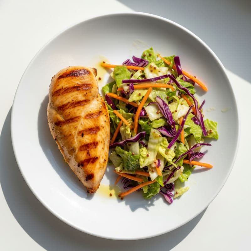 Grilled Chicken Breast with Crunchy Cabbage Slaw