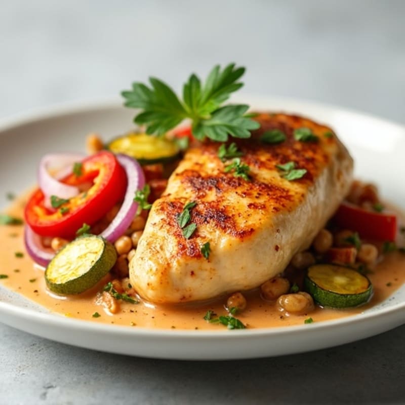 Creamy Thai Coconut Chicken with Roasted Vegetables