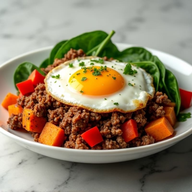 Hearty Ground Beef and Sweet Potato Hash