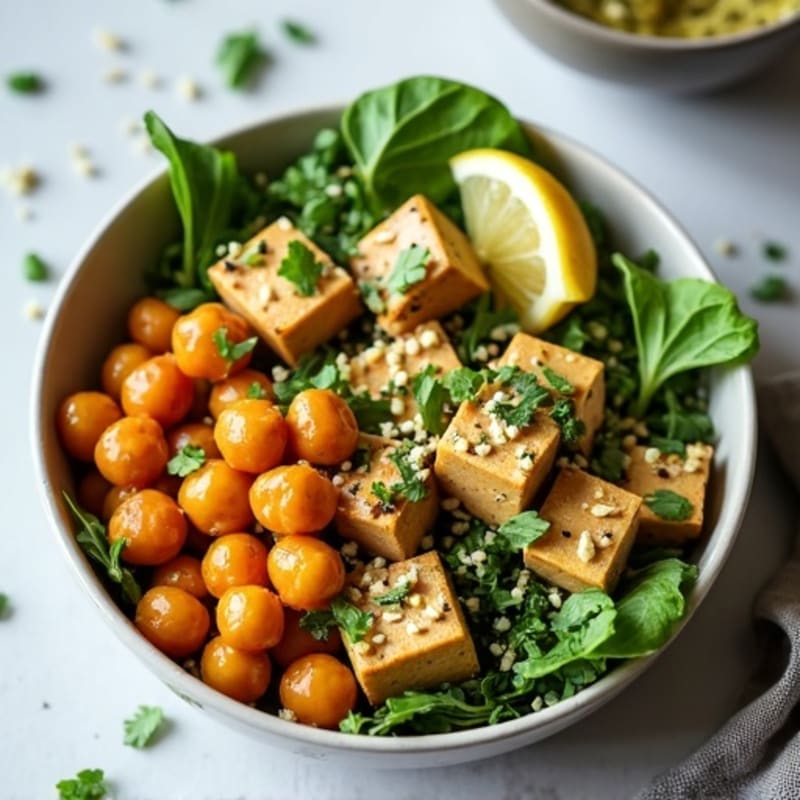 Fresh Herb-Roasted Chickpea Bowl with Lemon Tahini Drizzle