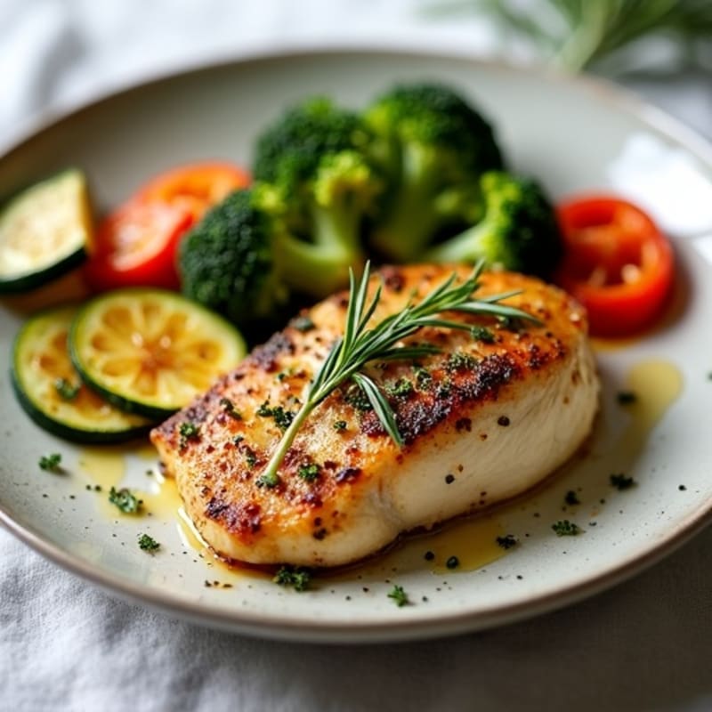 Herb-Crusted Pan Seared Chicken with Roasted Vegetables