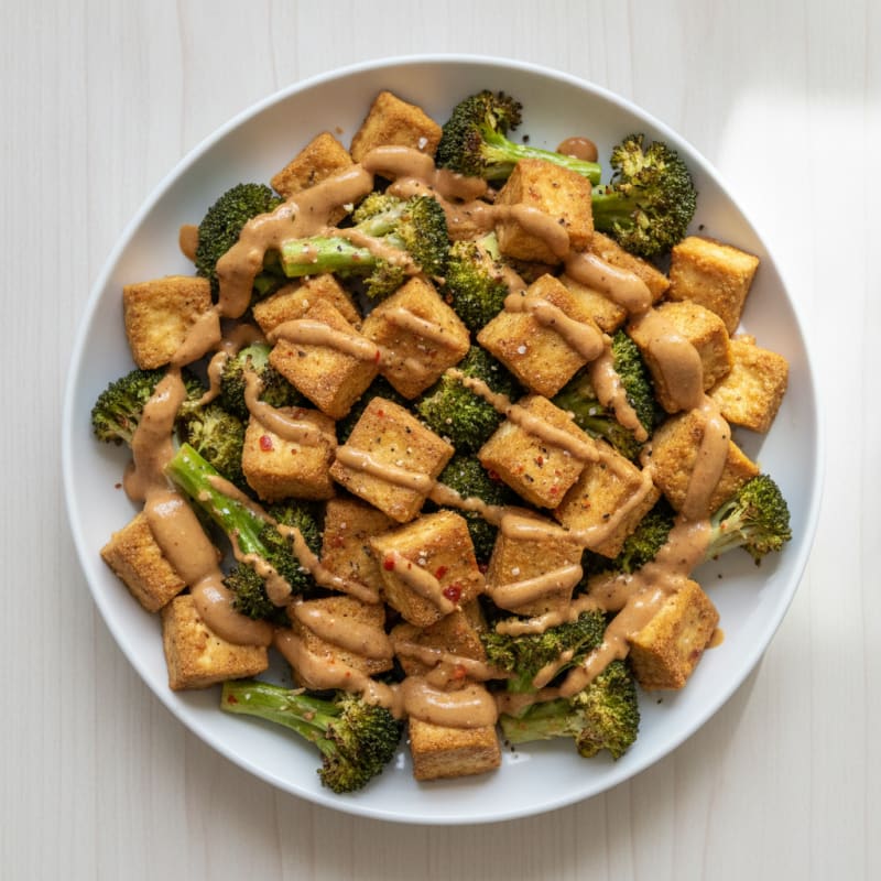 Sheet Pan Tofu and Broccoli with Peanut Sauce