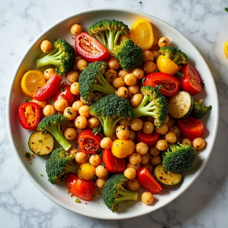 Sheet Pan Roasted Vegetables with Crispy Lemon-Herb Chickpeas