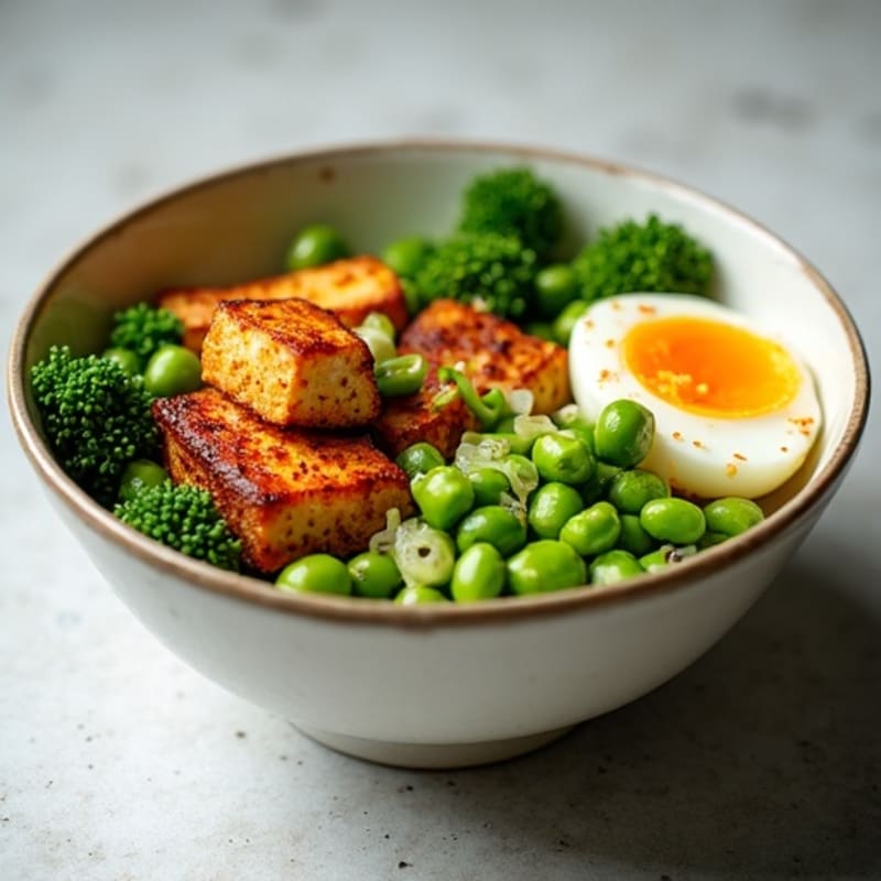 Garlic-Ginger Roasted Edamame Bowl