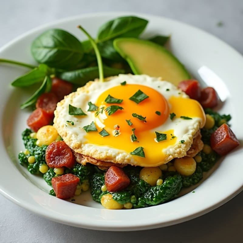 Egg White Scramble with Spinach and Turkey Bacon