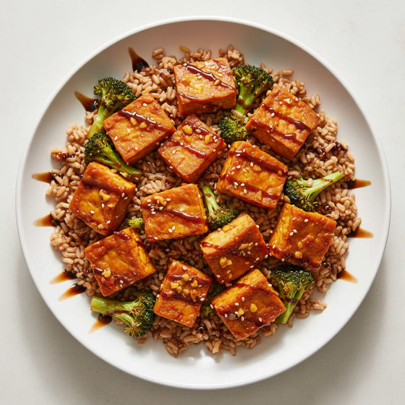 Crispy Tempeh Stir-Fry with Broccoli and Brown Rice