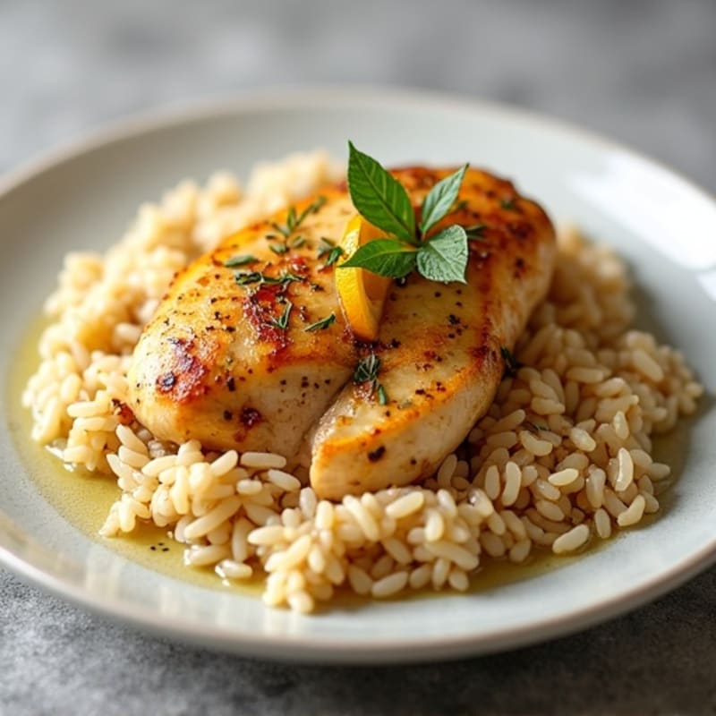 Lemon-Herb Roasted Chicken with Fluffy Brown Rice
