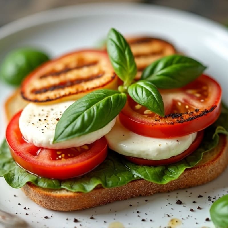 Crispy Grilled Fresh Mozzarella, Tomato, and Basil Sandwich