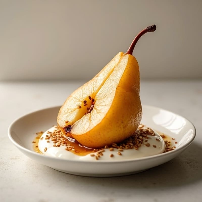 Cinnamon-Maple Baked Pear with Greek Yogurt