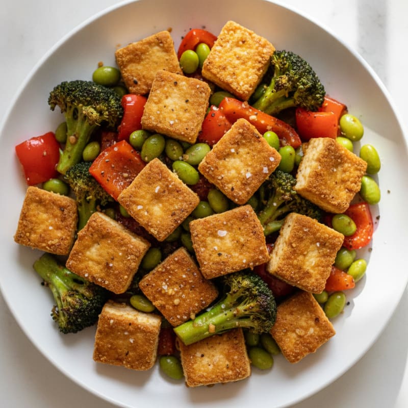 Pan-Seared Tofu with Roasted Vegetables