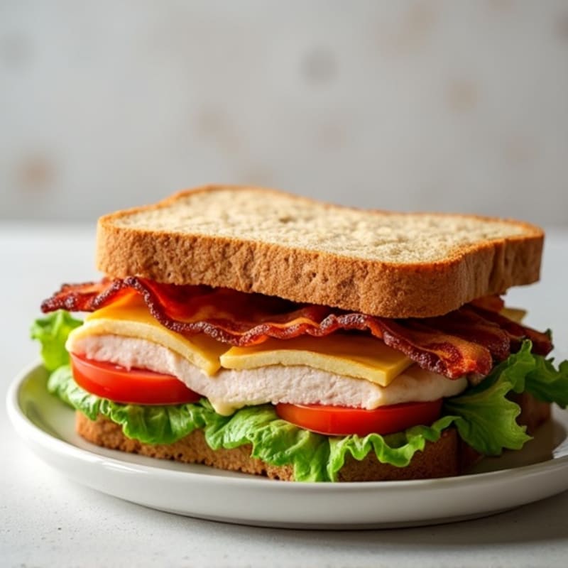 Turkey Club Sandwich with Crispy Bacon and Fresh Greens