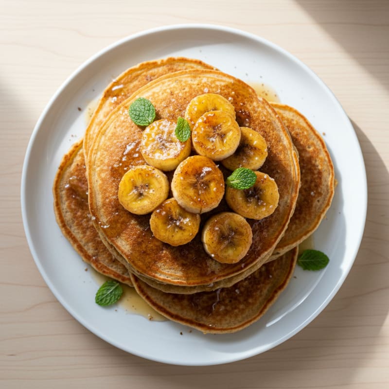 Golden Caramelized Banana Pancakes
