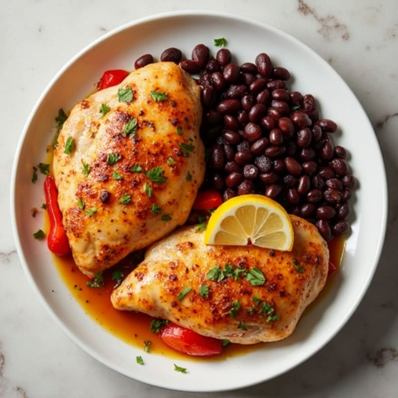 Sheet Pan Citrus-Garlic Chicken with Roasted Black Beans