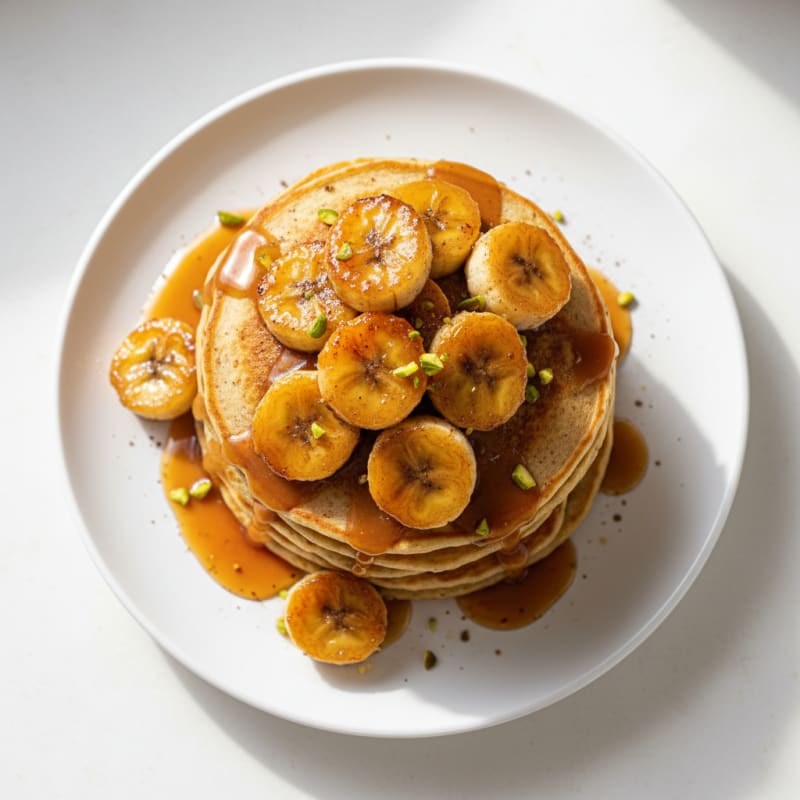 Golden Caramelized Banana Pancakes