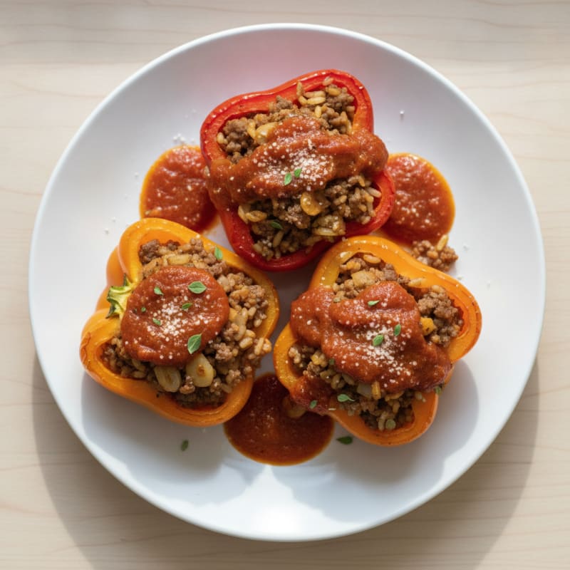 Beef and Rice Stuffed Bell Peppers