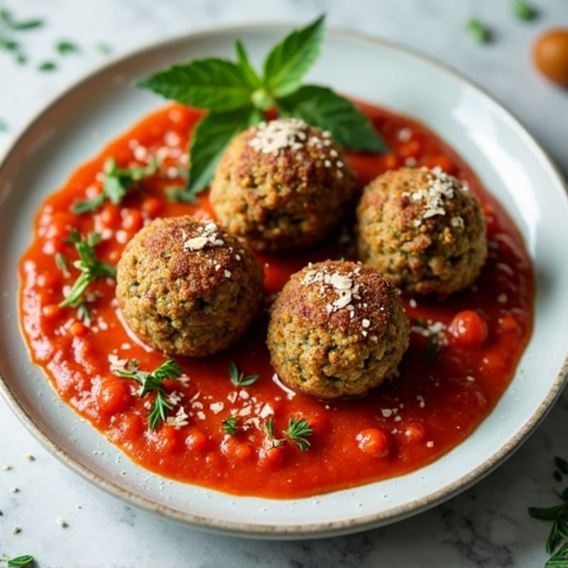Herb-Crusted Lentil Meatballs with Marinara