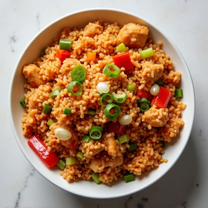 Spicy Kimchi Fried Rice with Lean Chicken and Crispy Vegetables