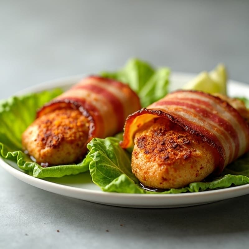 Crispy Bacon-Wrapped Spicy Chicken & Jalapeño Lettuce Wraps