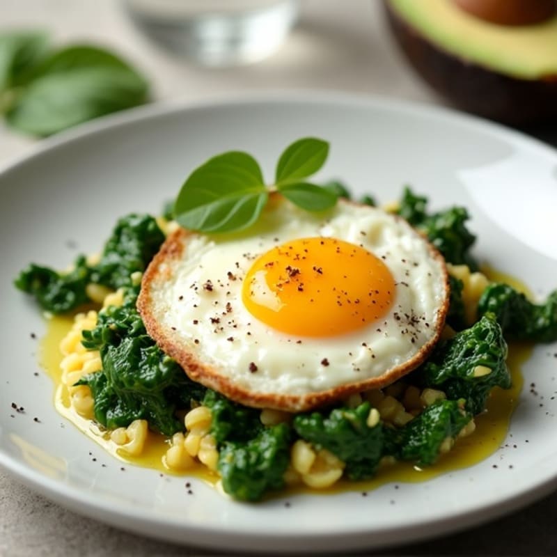 Cottage Cheese and Egg Scramble with Sautéed Spinach
