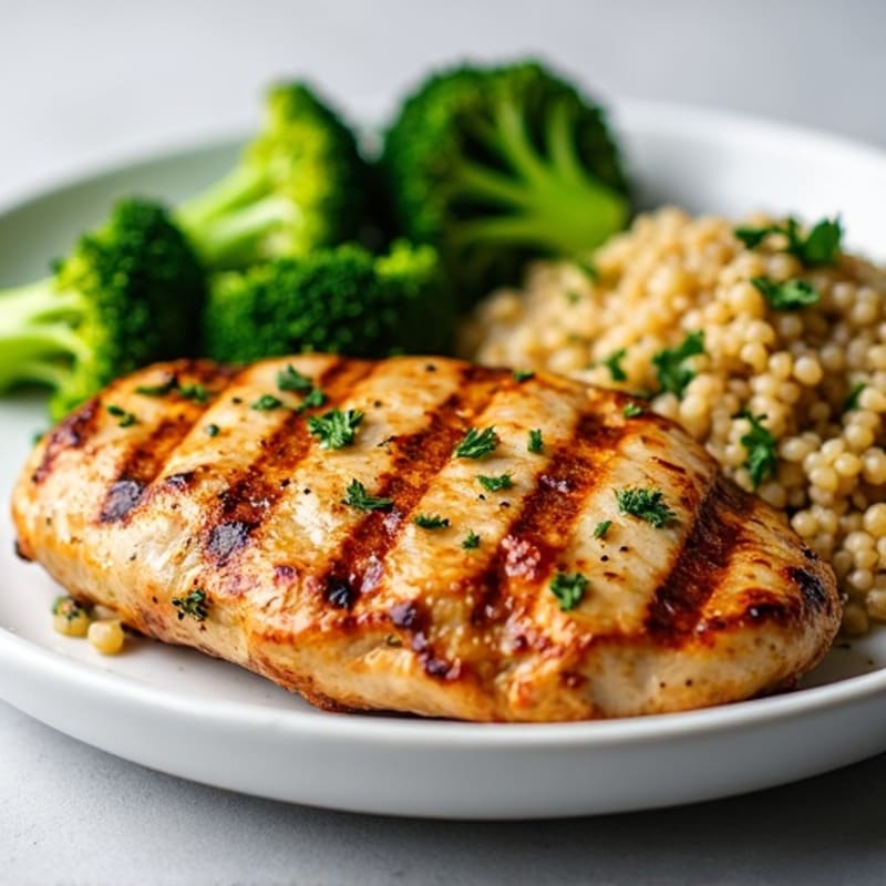 Grilled Chicken Breast with Quinoa and Steamed Broccoli