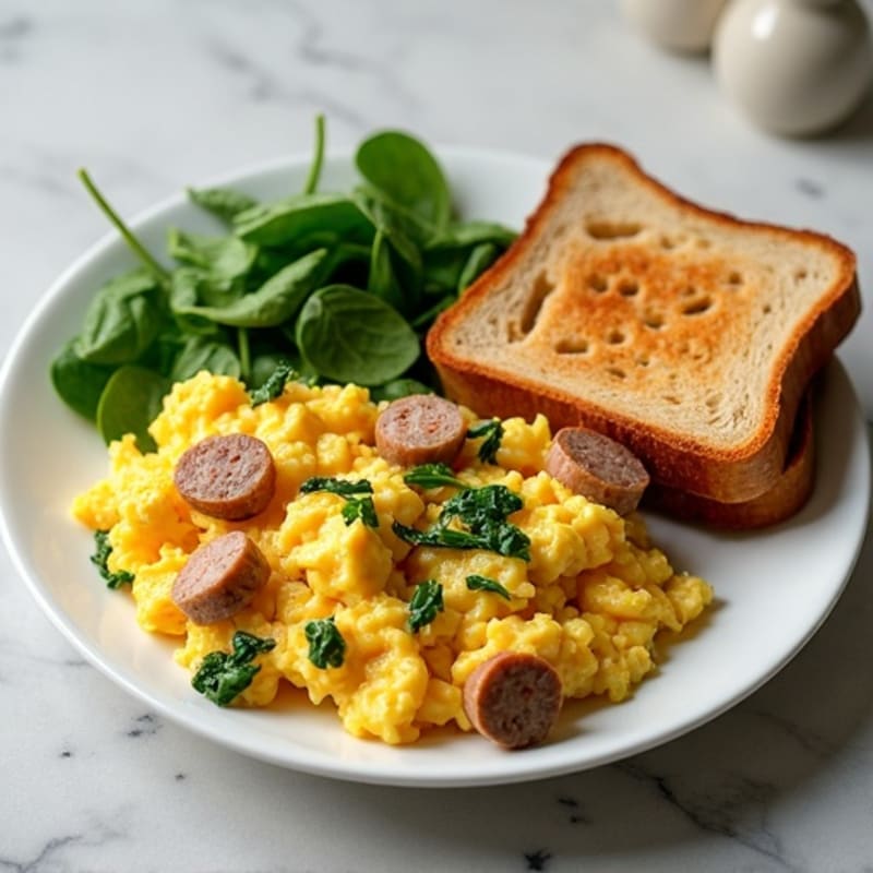 Egg White and Turkey Sausage Scramble with Spinach