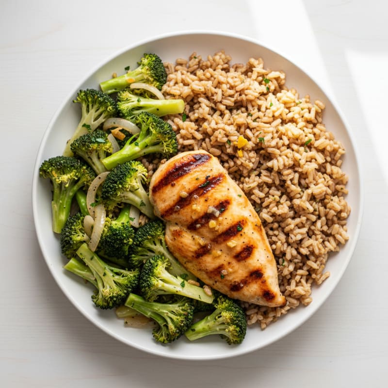 Grilled Chicken Breast with Broccoli and Brown Rice