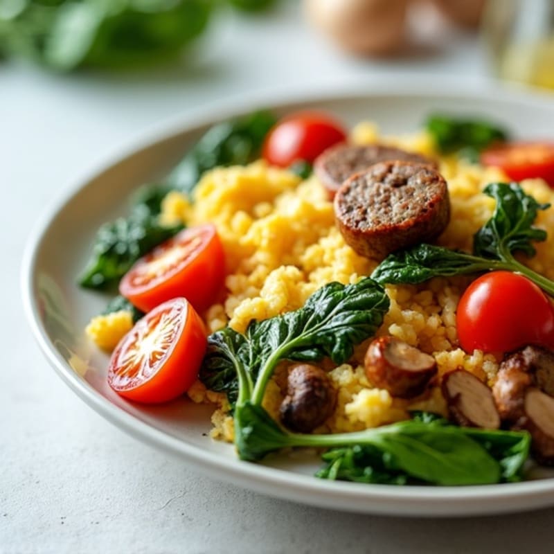 Egg White and Turkey Sausage Scramble with Spinach