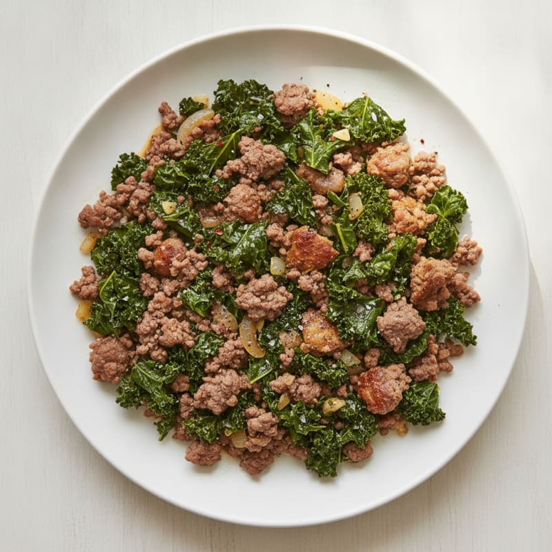 Ground Beef and Kale Skillet