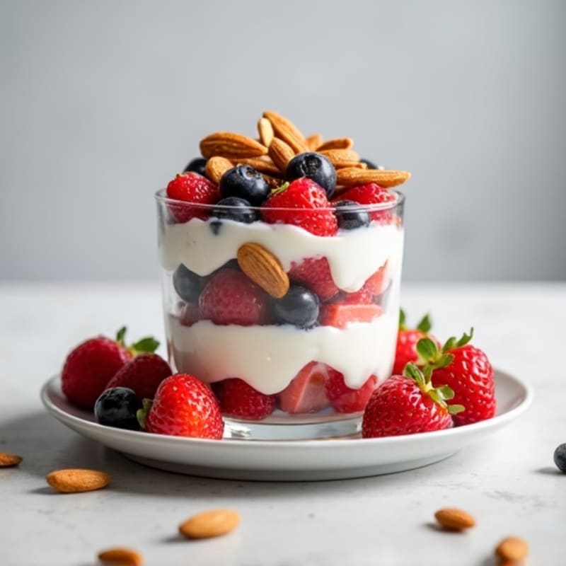 Greek Yogurt Protein Parfait with Almonds and Berries