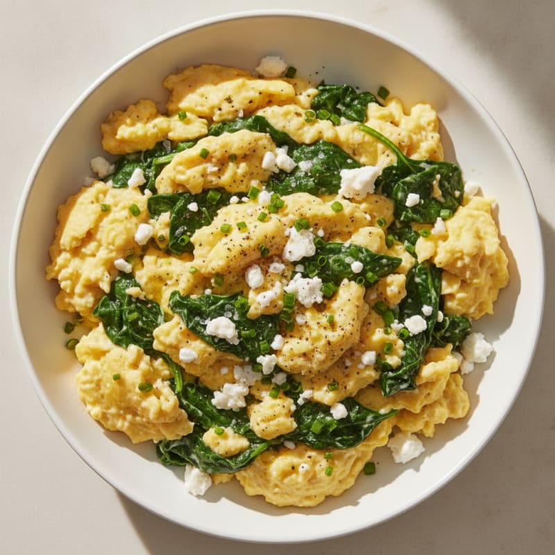 Scrambled Eggs with Spinach and Feta