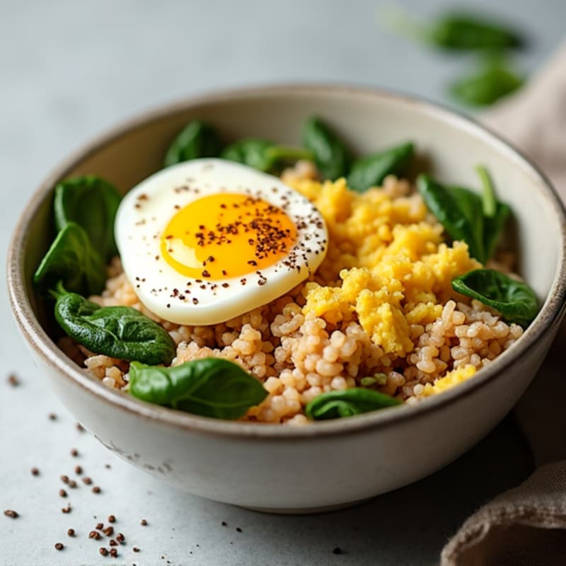 Protein-Packed Turkey Rice Bowl with Soft Scrambled Eggs