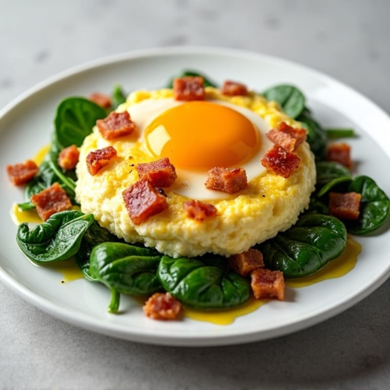 Cottage Cheese Scramble with Spinach and Turkey Bacon