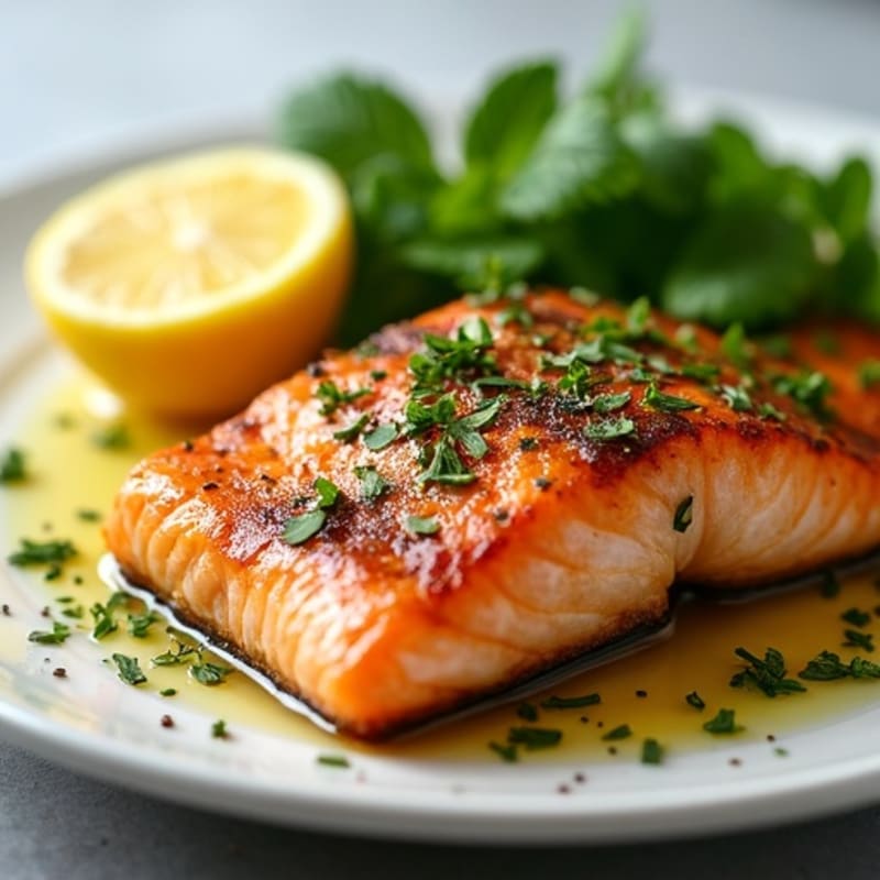 Herb-Crusted Pan Seared Salmon with Lemon
