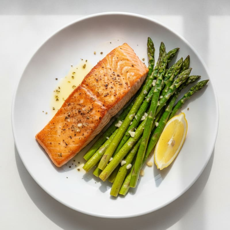 Pan-Seared Salmon with Roasted Asparagus