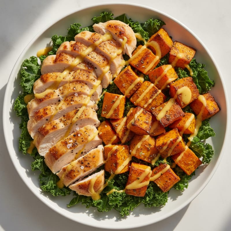Roasted Chicken and Sweet Potato Harvest Bowl