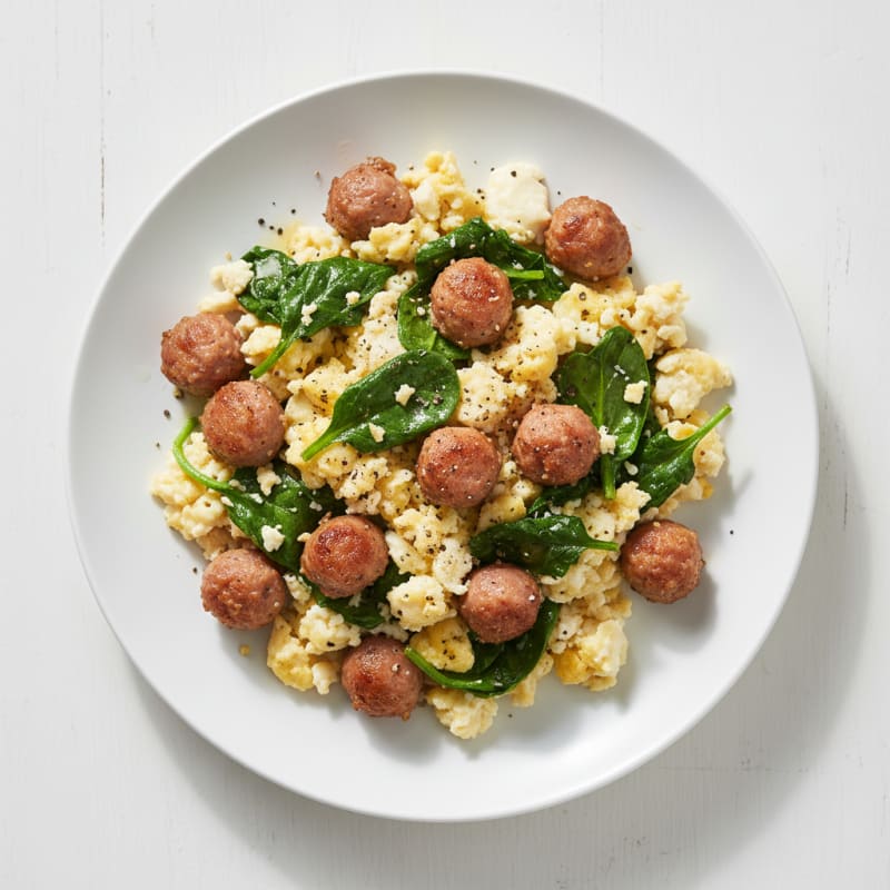Egg White and Turkey Sausage Scramble with Spinach