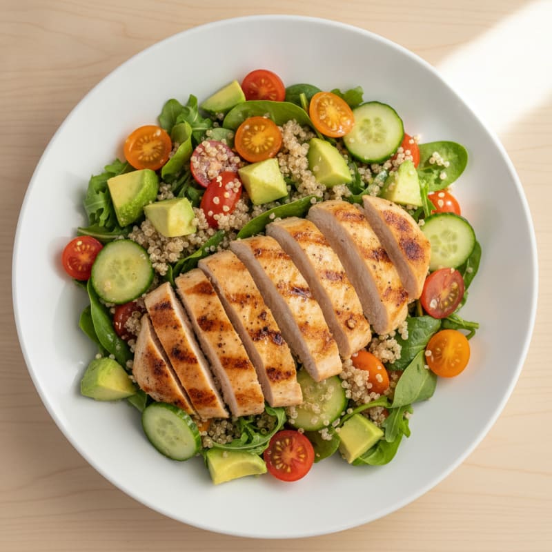 Grilled Chicken and Quinoa Salad with Fresh Vegetables