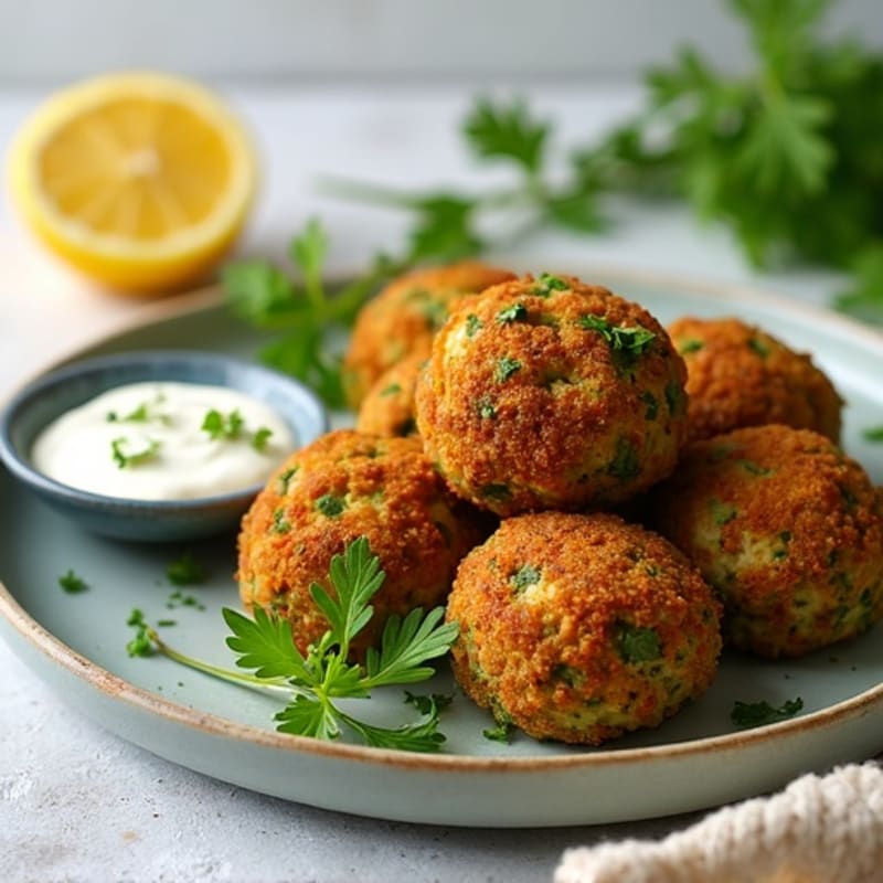 Crispy Baked Falafel with Lemon-Herb Tahini